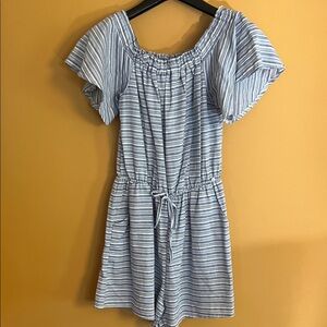 Striped Blue Off-Shoulder Romper